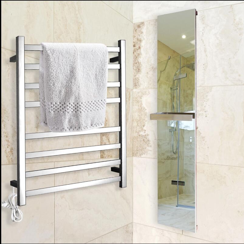 8 BAR Square Electric heated towel rail Stainless Steel Towel Rack Heater