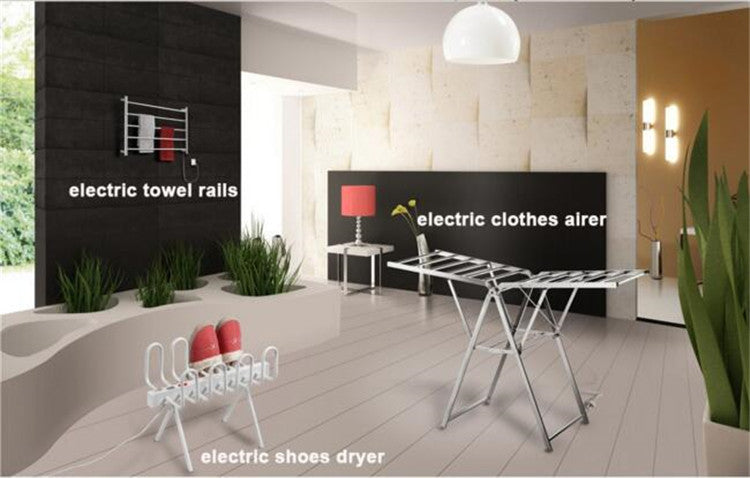 8 BAR Square Electric heated towel rail Stainless Steel Towel Rack Heater