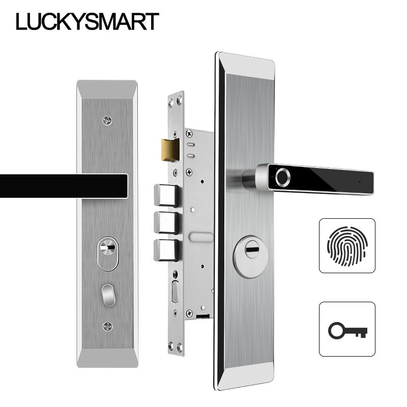 LUCKYSMART Biometric Fingerprint Lock Security USB Rechargeable Door Lock Smart Door Lock Electronic hotel door secur lock