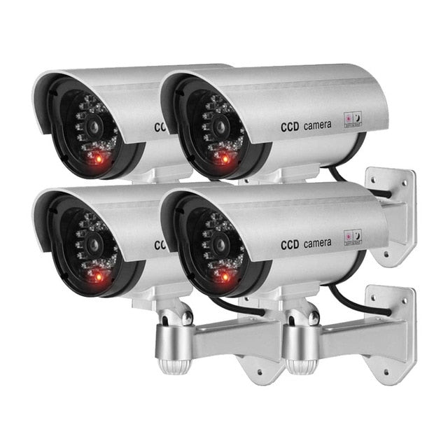 4PCS Fake Dummy Camera Bullet Waterproof Outdoor Indoor Security CCTV Surveillance Cameras With Flashing Red LED Home Guard