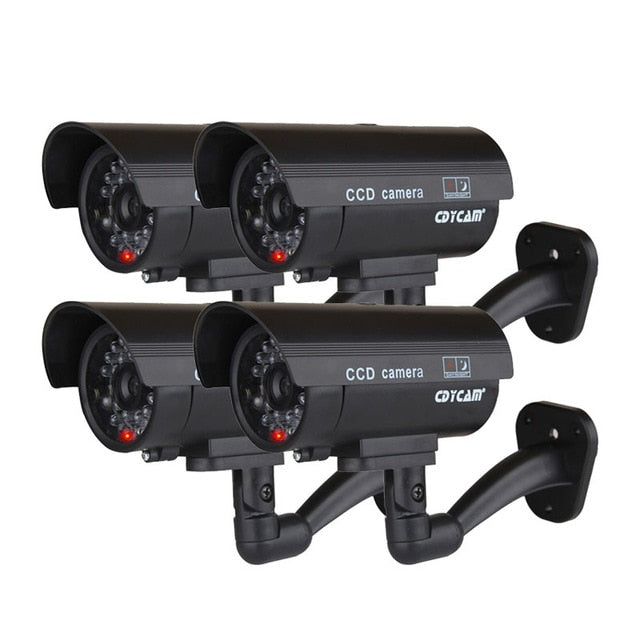 4PCS Fake Dummy Camera Bullet Waterproof Outdoor Indoor Security CCTV Surveillance Cameras With Flashing Red LED Home Guard