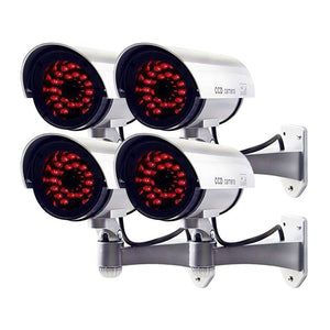 4PCS Fake Dummy Camera Bullet Waterproof Outdoor Indoor Security CCTV Surveillance Cameras With Flashing Red LED Home Guard