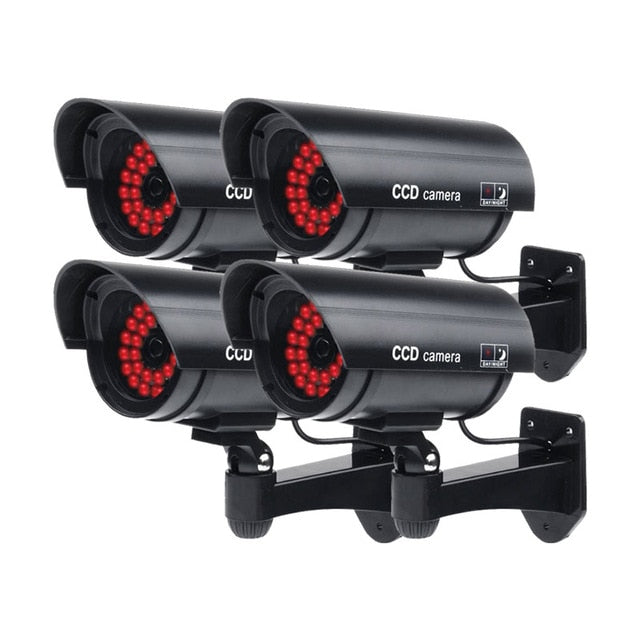 4PCS Fake Dummy Camera Bullet Waterproof Outdoor Indoor Security CCTV Surveillance Cameras With Flashing Red LED Home Guard