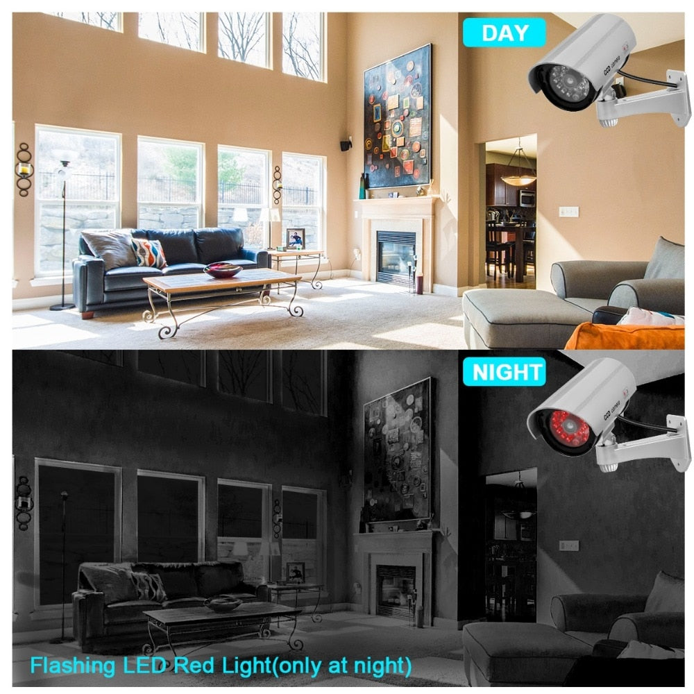 4PCS Fake Dummy Camera Bullet Waterproof Outdoor Indoor Security CCTV Surveillance Cameras With Flashing Red LED Home Guard