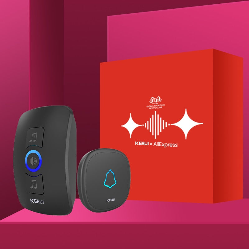 KERUI M525 Home Security Welcome Wireless Doorbell Smart Chimes Doorbell Alarm LED light 32 Songs with Waterproof Touch Button