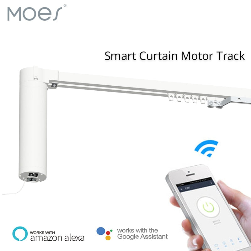 Wifi Smart Automatic Curtain Motor Track System Motorized SMART LIFE APP Remote Control Works with Amazon Alexa Echo Google Home