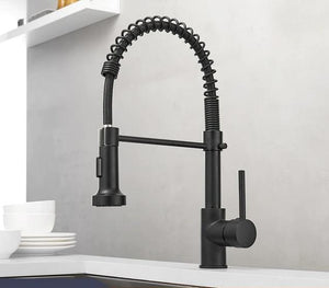 Kitchen Faucets Brush Brass Faucets for Kitchen Sink Single Lever Pull Out Spring Spout Mixers Tap Hot Cold Water Crane 9009