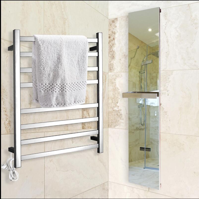 8 BAR  Square Electric heated towel rail  Stainless Steel Towel Rack Heater