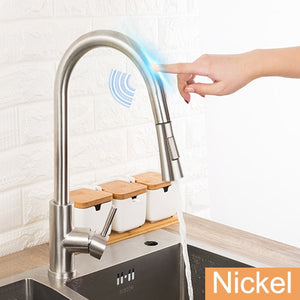 GAPPO Stainless Steel Touch Control Kitchen Faucets Smart Sensor Kitchen Mixer Touch Faucet for Kitchen Pull Out Sink Taps