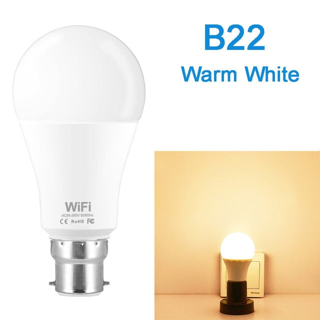 Dimmable 15W E27 WiFi Smart Light Bulb LED Lamp App Operate Alexa Google Assistant Voice Control Wake up Smart Lamp Night Light