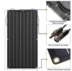 Flexible solar panel 100W 200w 300w 400w 12V panel solar battery charger Monocrystalline solar cell for 1000w home system kit