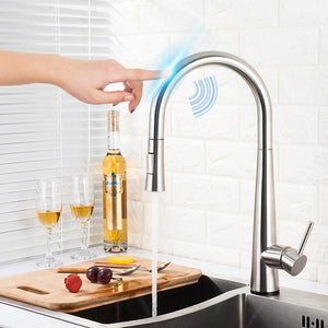 GAPPO Stainless Steel Touch Control Kitchen Faucets Smart Sensor Kitchen Mixer Touch Faucet for Kitchen Pull Out Sink Taps