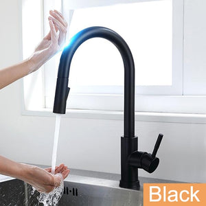 GAPPO Sensor Touch Kitchen Faucets Black Touch Inductive Sensitive Faucets Stainless Steel Mixer Tap Single Handle Dual Outlet W